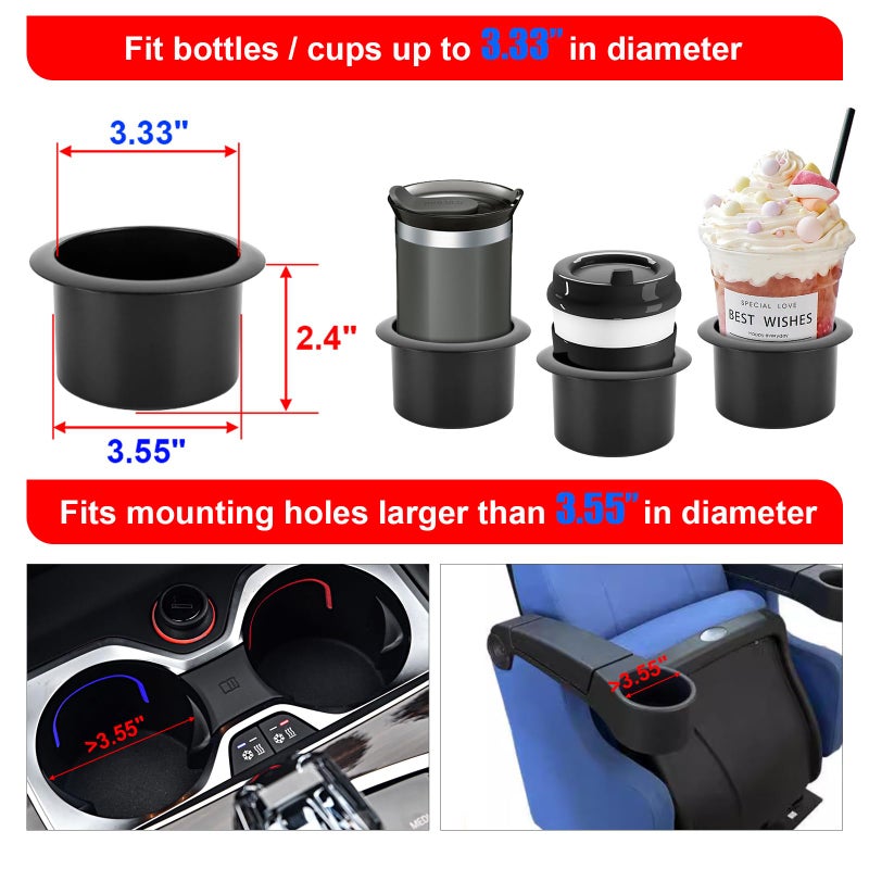 CM Pack of 2 Boat Cup Holder Replacement Plastic Cup Can Bottle Holder Boat Cup Holder Insert Replacement Container for Couch Car Sofa Boat Rv Recliner Truck Poker Table - Image 3